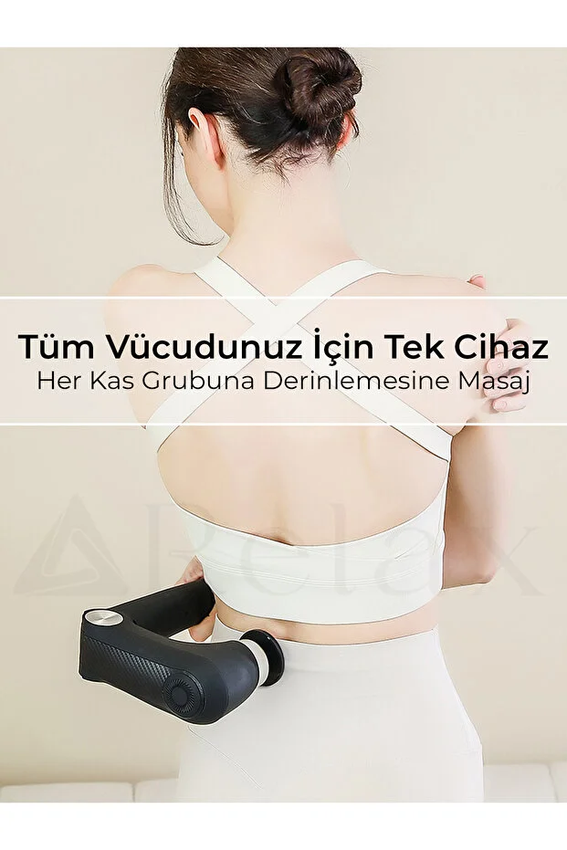 Relax Isıtmalı Soğutmalı Katlanabilir Siyah Masaj Tabancası Şarjlı 10 Başlık 9 Hız